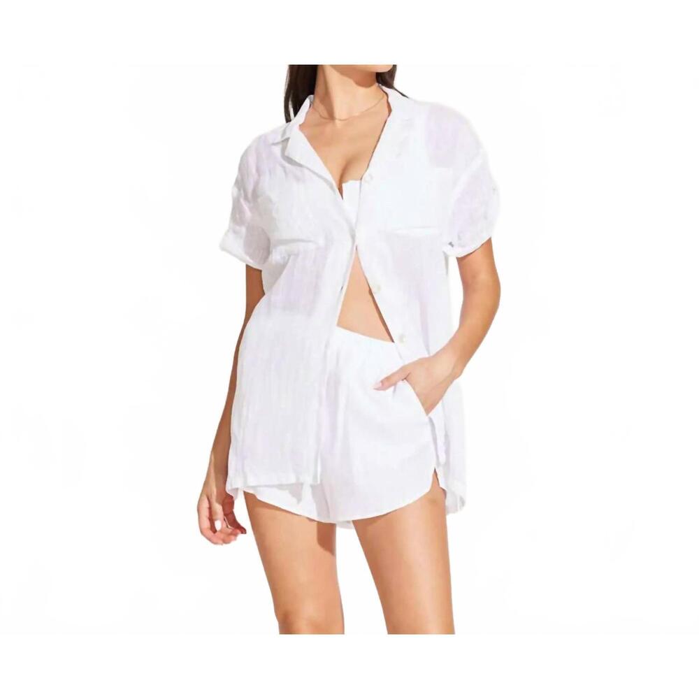 NEW VITAMIN A playa pocket blouse in white